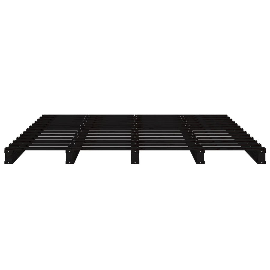 Palletbed Massief Grenenhout 4Ft Small Double 120 x 190 cm Zwart