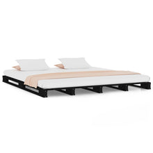 Palletbed Massief Grenenhout 4Ft6 Double 135 x 190 cm Zwart