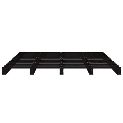 Palletbed Massief Grenenhout 4Ft6 Double 135 x 190 cm Zwart