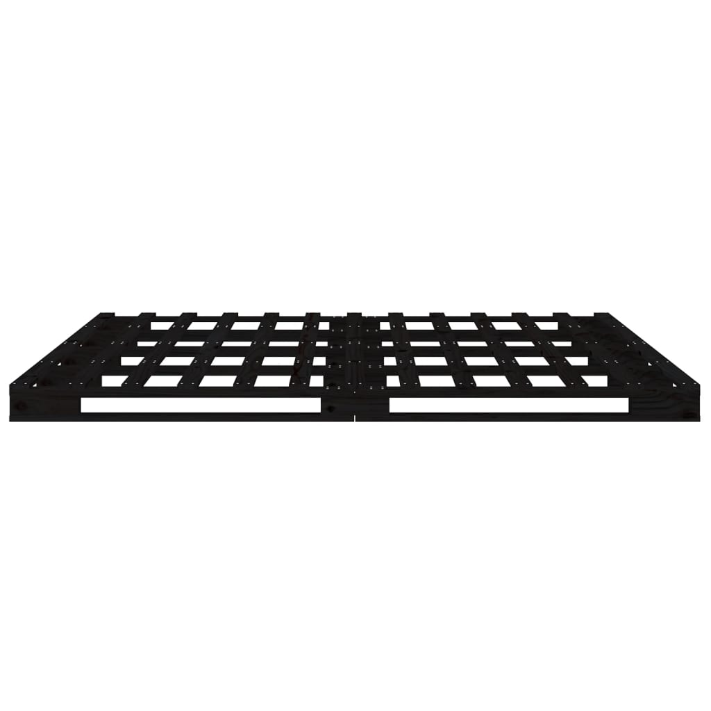 Palletbed Massief Grenenhout 4Ft6 Double 135 x 190 cm Zwart