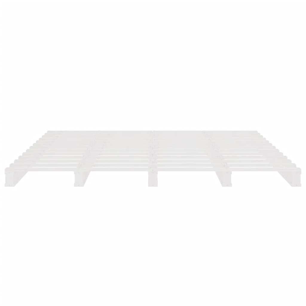 Palletbed massief grenenhout wit 140x190 cm