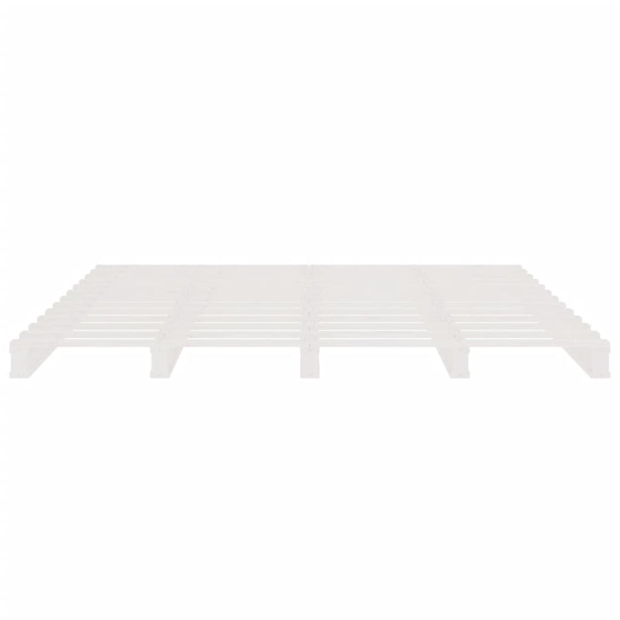 Palletbed massief grenenhout wit 140x190 cm