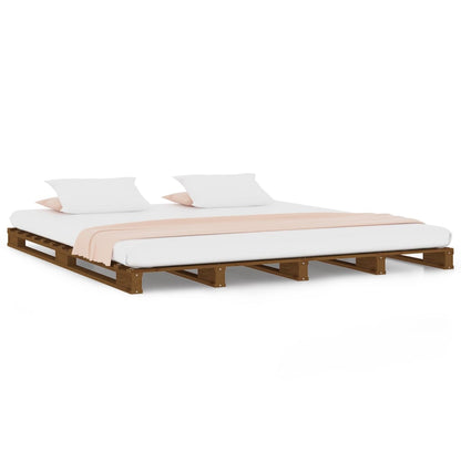 Palletbed Massief Grenenhout 140 x 190 cm Honingbruin