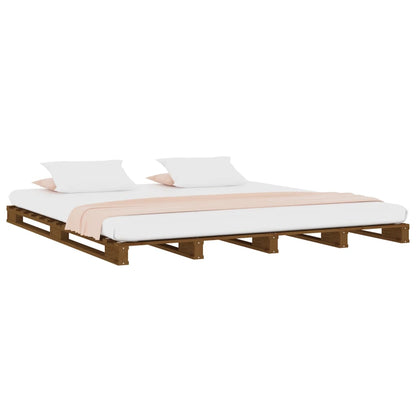 Palletbed Massief Grenenhout 140 x 190 cm Honingbruin