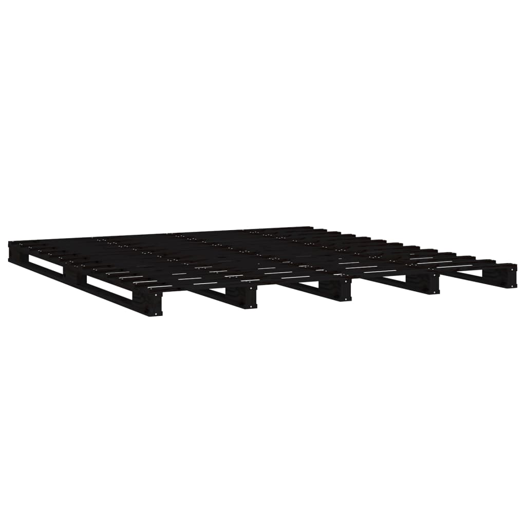 Palletbed Massief Grenenhout 140 x 190 cm Zwart