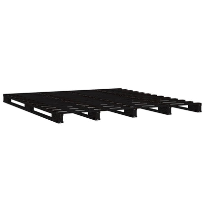 Palletbed Massief Grenenhout 140 x 190 cm Zwart