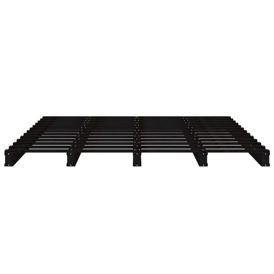 Palletbed Massief Grenenhout 140 x 190 cm Zwart