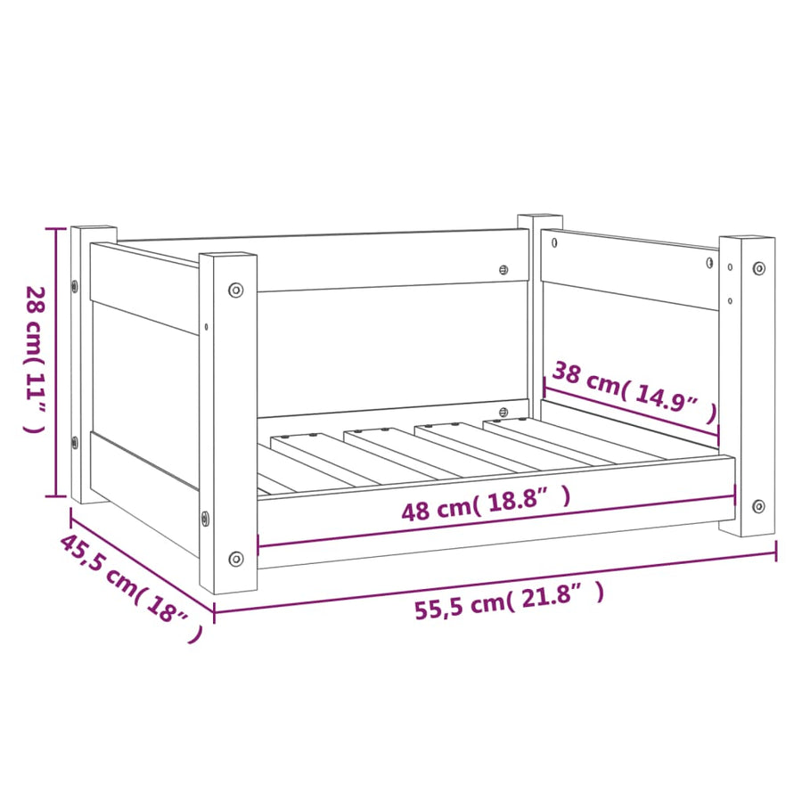 Hondenmand 55,5X45,5X28 Cm Massief Grenenhout 55.5 x 45.5 x 28 cm Naturel