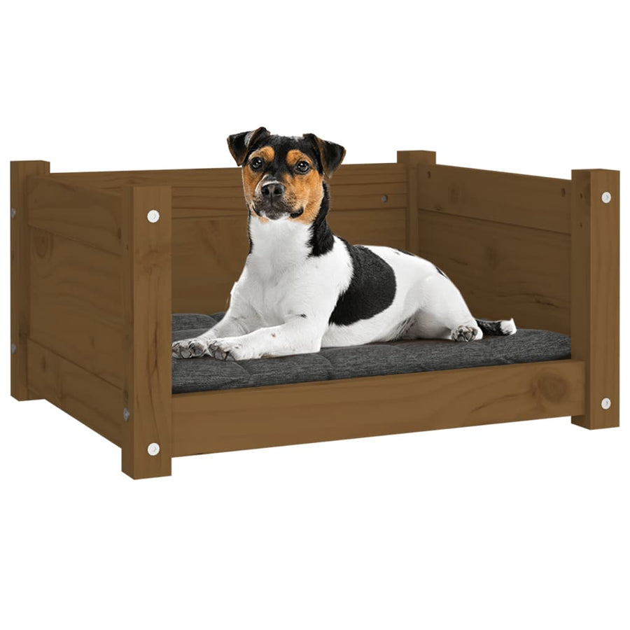 Hondenmand 55,5x45,5x28 cm massief grenenhout honingbruin 55.5 x 45.5 x 28 cm Honingbruin