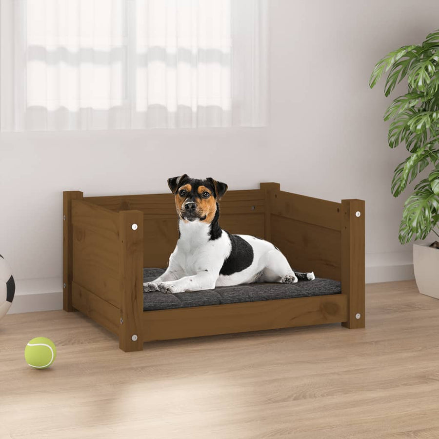 Hondenmand 55,5x45,5x28 cm massief grenenhout honingbruin 55.5 x 45.5 x 28 cm Honingbruin