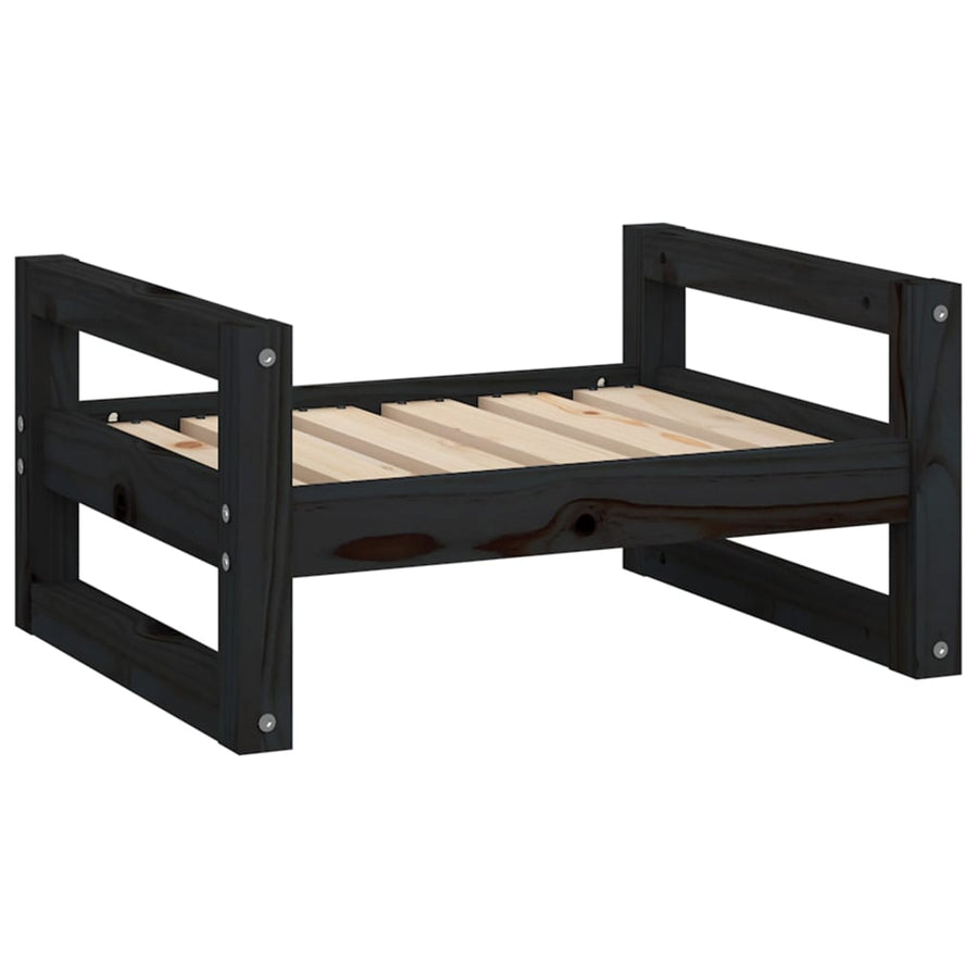 Hondenmand 55,5x45,5x28 cm massief grenenhout zwart 55.5 x 45.5 x 28 cm Zwart