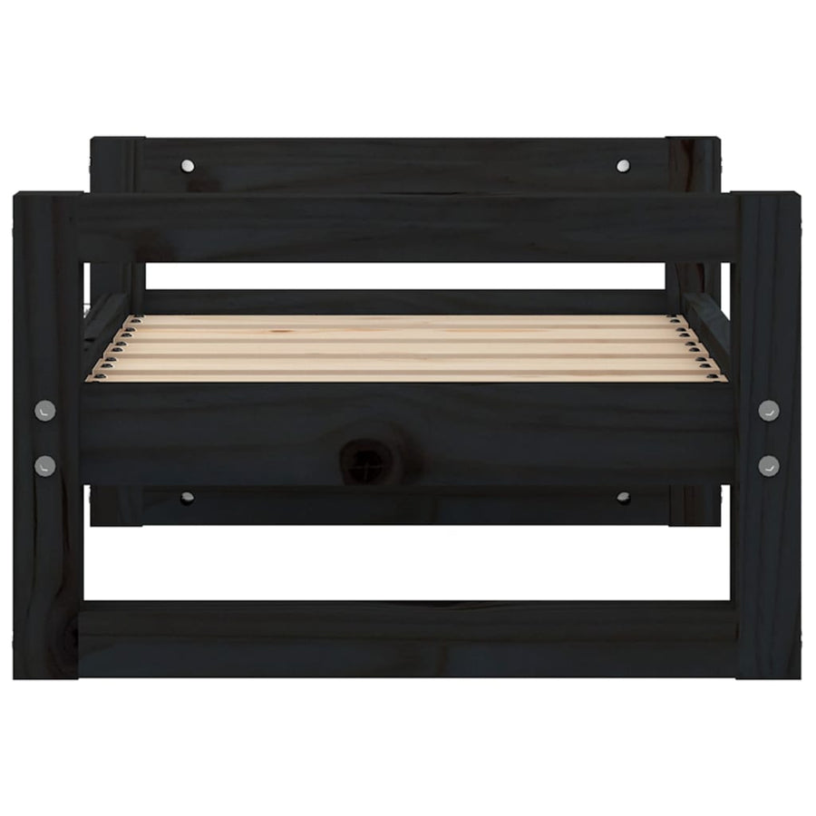 Hondenmand 55,5x45,5x28 cm massief grenenhout zwart 55.5 x 45.5 x 28 cm Zwart