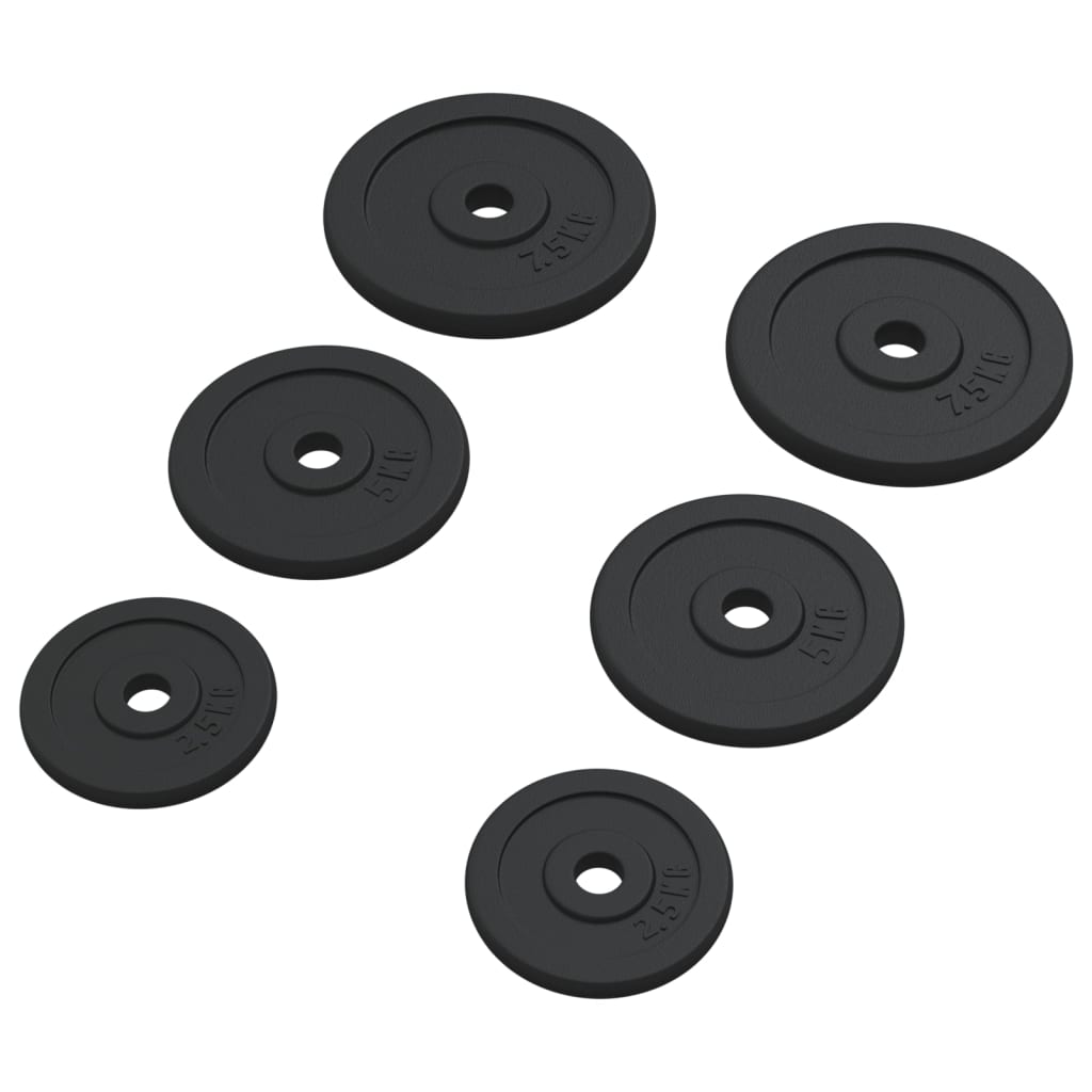 Halterschijven 6 St 30 Kg Gietijzer 2x 2.5 kg + 2x 5 kg + 2x 7.5 kg