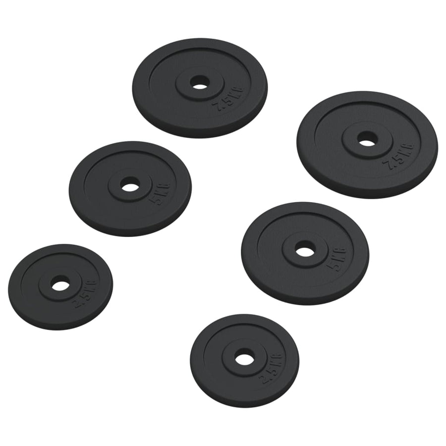 Halterschijven 6 St 30 Kg Gietijzer 2x 2.5 kg + 2x 5 kg + 2x 7.5 kg