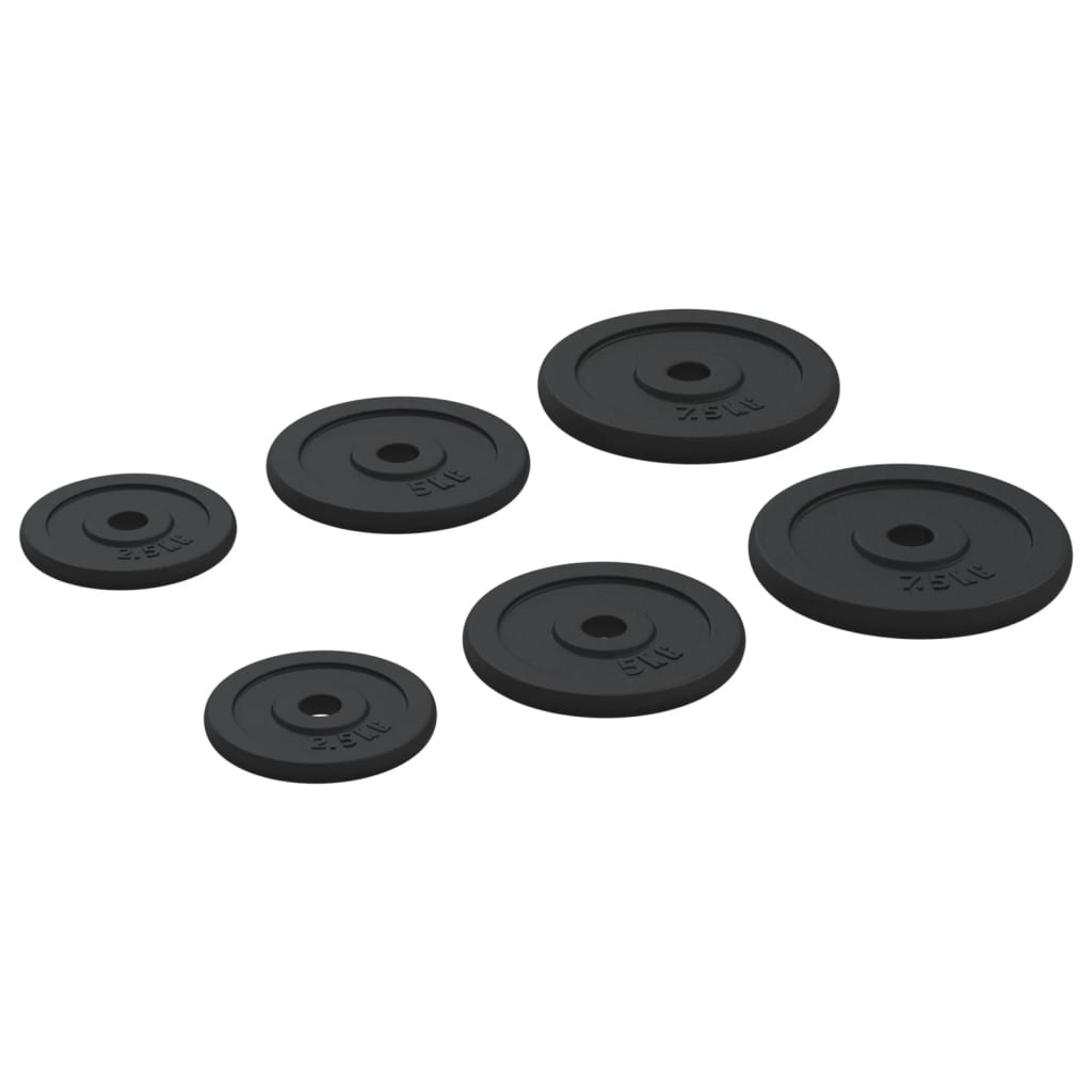 Halterschijven 6 St 30 Kg Gietijzer 2x 2.5 kg + 2x 5 kg + 2x 7.5 kg