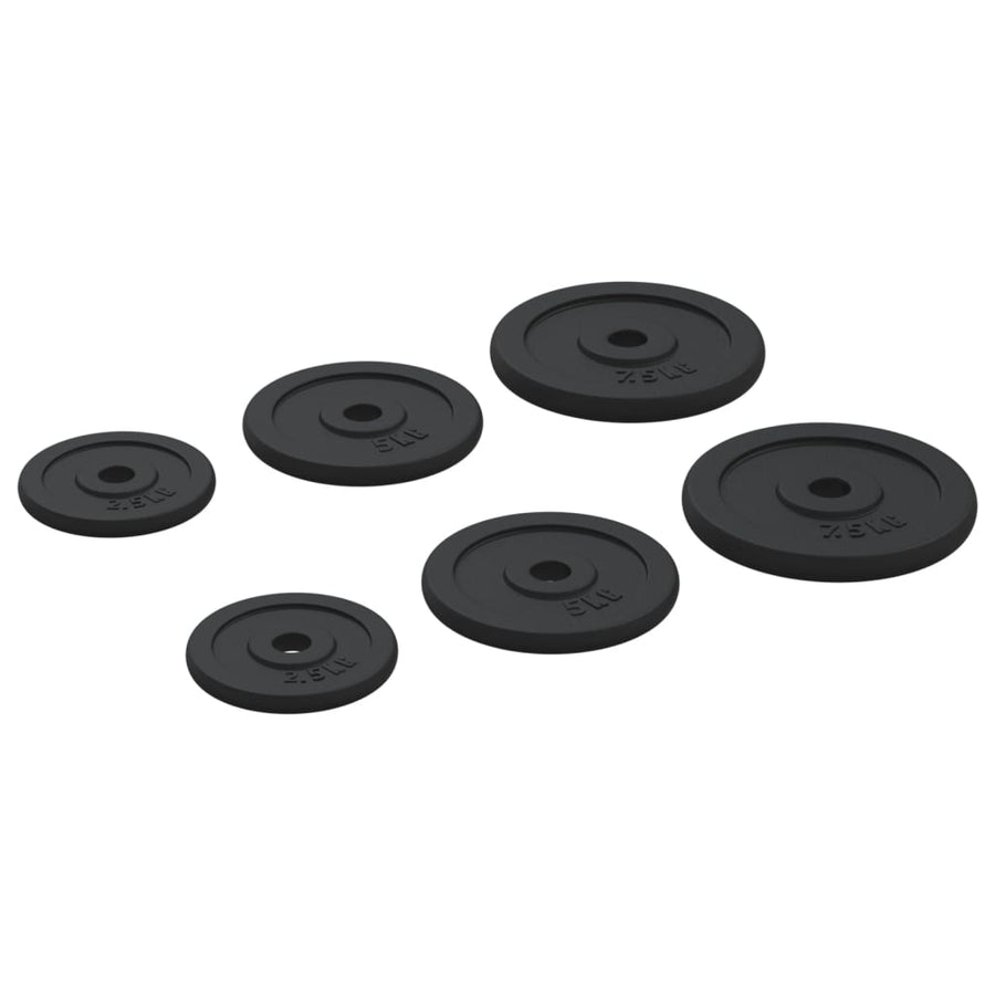 Halterschijven 6 St 30 Kg Gietijzer 2x 2.5 kg + 2x 5 kg + 2x 7.5 kg