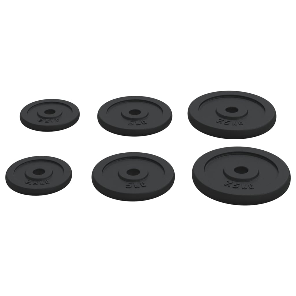Halterschijven 6 St 30 Kg Gietijzer 2x 2.5 kg + 2x 5 kg + 2x 7.5 kg