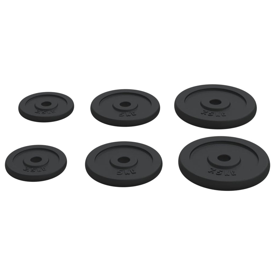 Halterschijven 6 St 30 Kg Gietijzer 2x 2.5 kg + 2x 5 kg + 2x 7.5 kg