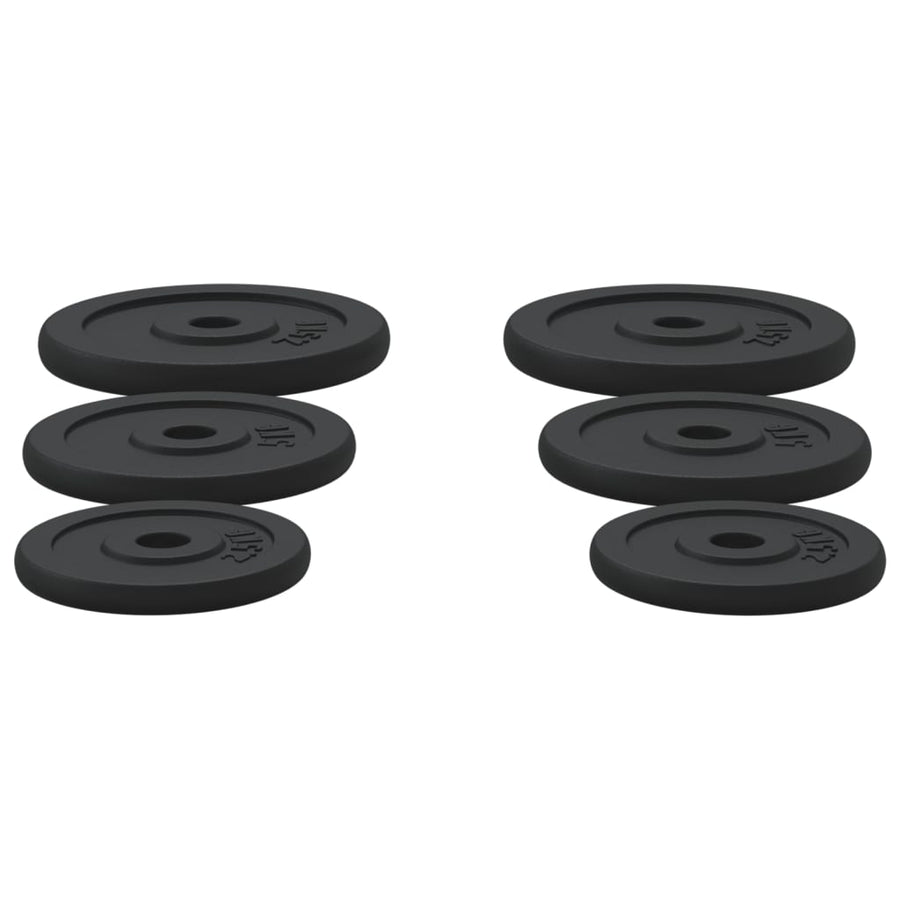 Halterschijven 6 St 30 Kg Gietijzer 2x 2.5 kg + 2x 5 kg + 2x 7.5 kg