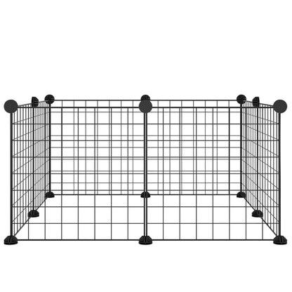 Huisdierenkooi Met 8 Panelen 35X35 Cm Staal Zwart 4.3 cm 8 panelen zonder deur
