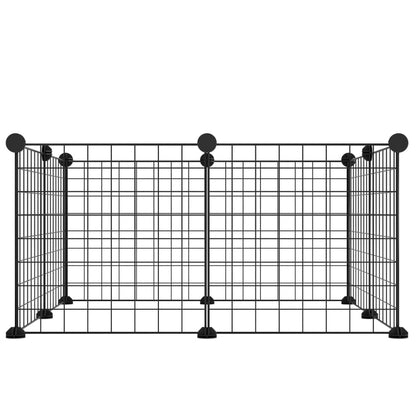Huisdierenkooi Met 8 Panelen 35X35 Cm Staal Zwart 4.3 cm 8 panelen zonder deur