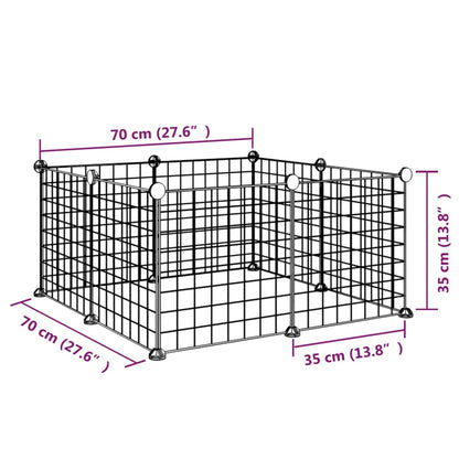 Huisdierenkooi Met 8 Panelen 35X35 Cm Staal Zwart 4.3 cm 8 panelen zonder deur