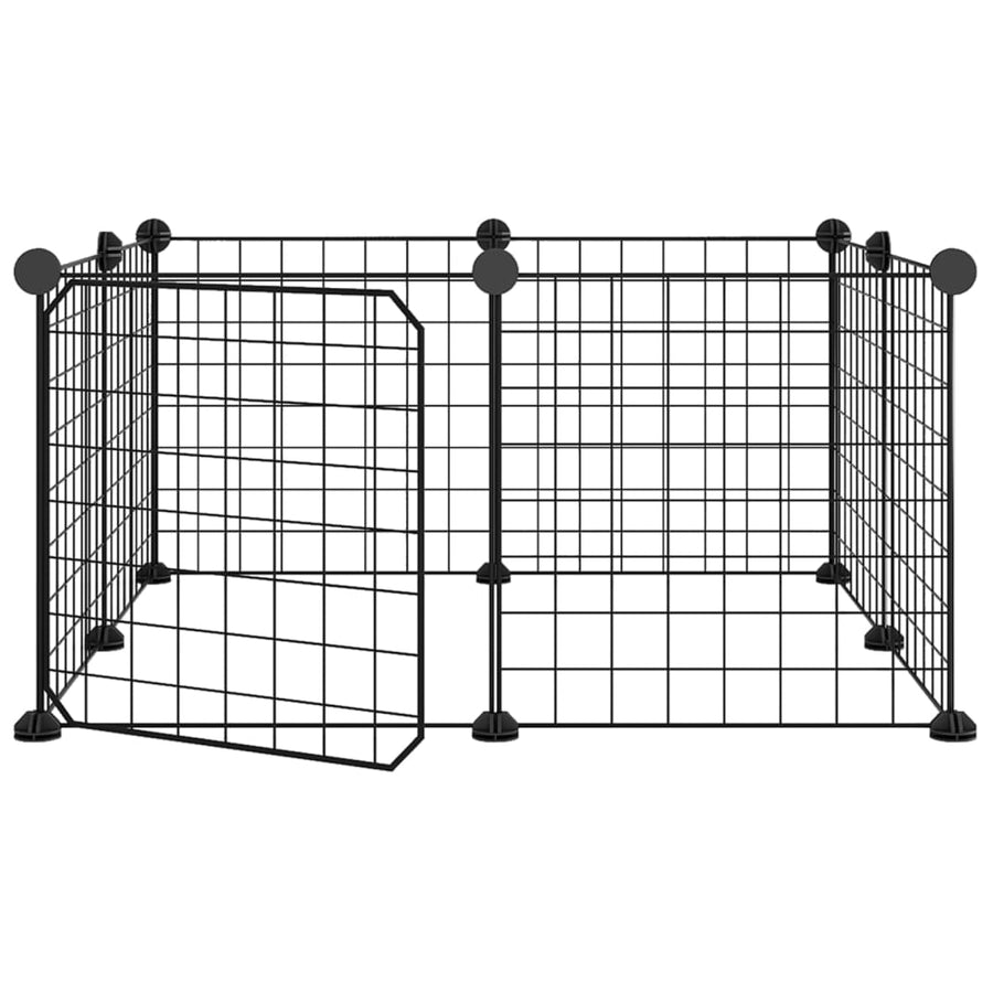 Huisdierenkooi Met Deur 8 Panelen 35X35 Cm Staal Zwart 4.3 cm 8 panelen met deur