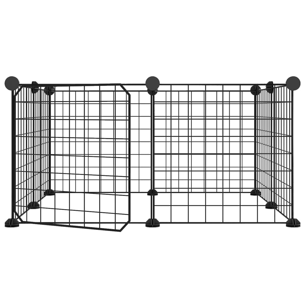 Huisdierenkooi Met Deur 8 Panelen 35X35 Cm Staal Zwart 4.3 cm 8 panelen met deur