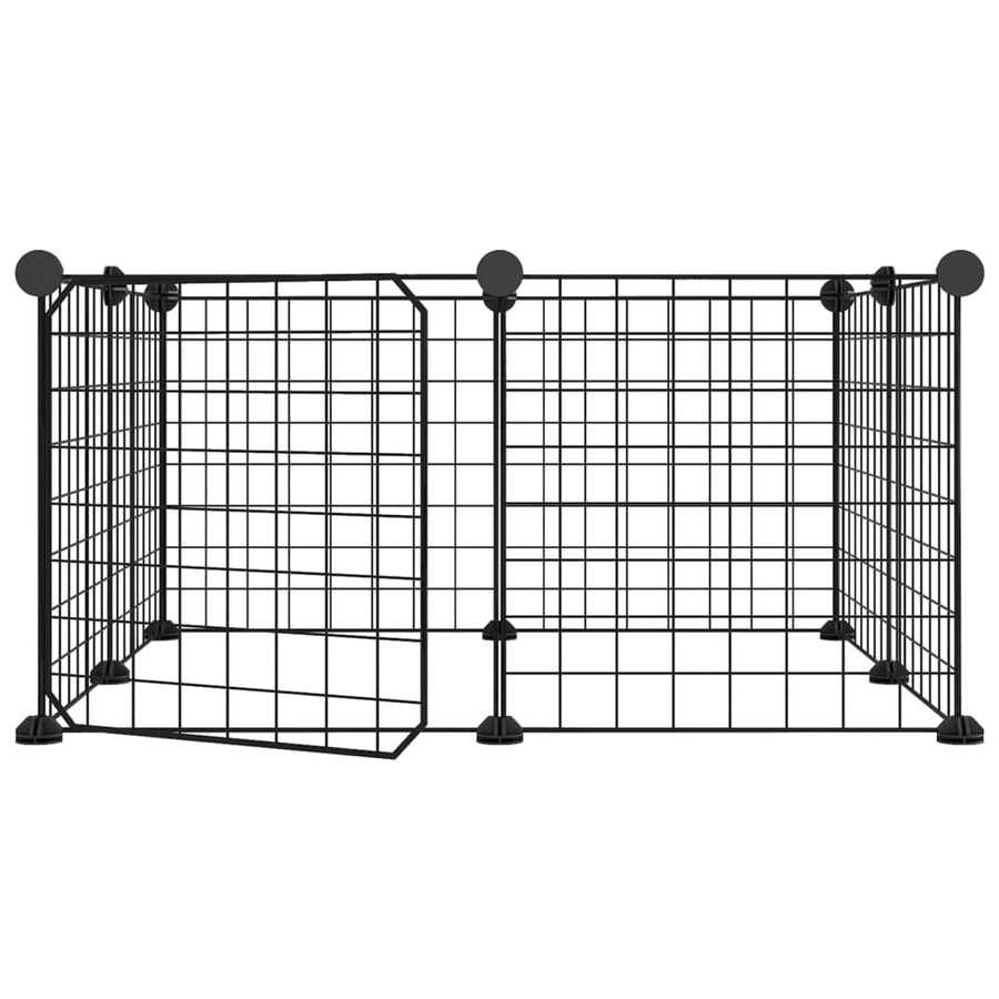 Huisdierenkooi Met Deur 8 Panelen 35X35 Cm Staal Zwart 4.3 cm 8 panelen met deur