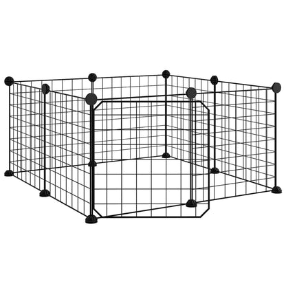 Huisdierenkooi Met Deur 8 Panelen 35X35 Cm Staal Zwart 4.3 cm 8 panelen met deur