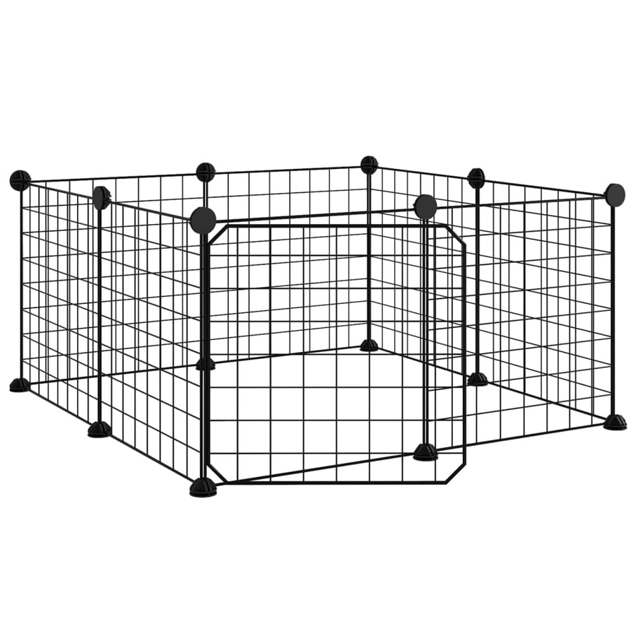 Huisdierenkooi Met Deur 8 Panelen 35X35 Cm Staal Zwart 4.3 cm 8 panelen met deur