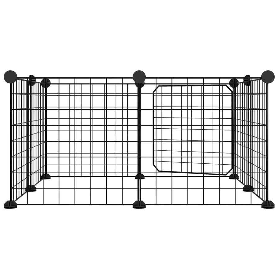 Huisdierenkooi Met Deur 8 Panelen 35X35 Cm Staal Zwart 4.3 cm 8 panelen met deur