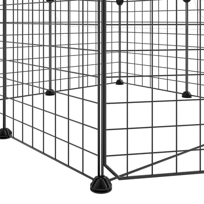 Huisdierenkooi Met Deur 8 Panelen 35X35 Cm Staal Zwart 4.3 cm 8 panelen met deur