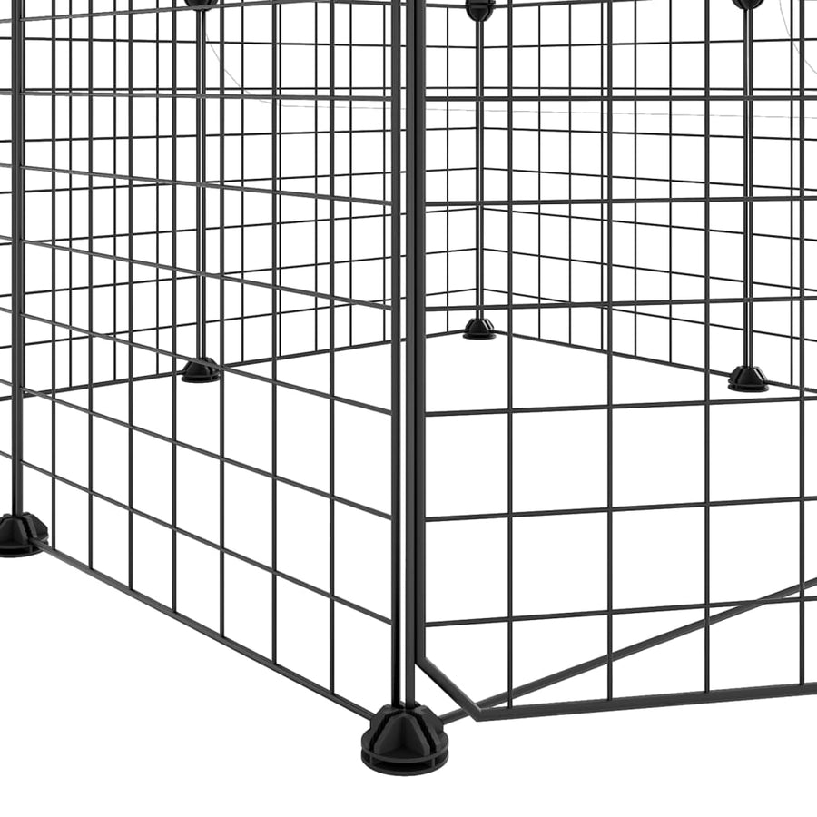 Huisdierenkooi Met Deur 8 Panelen 35X35 Cm Staal Zwart 4.3 cm 8 panelen met deur