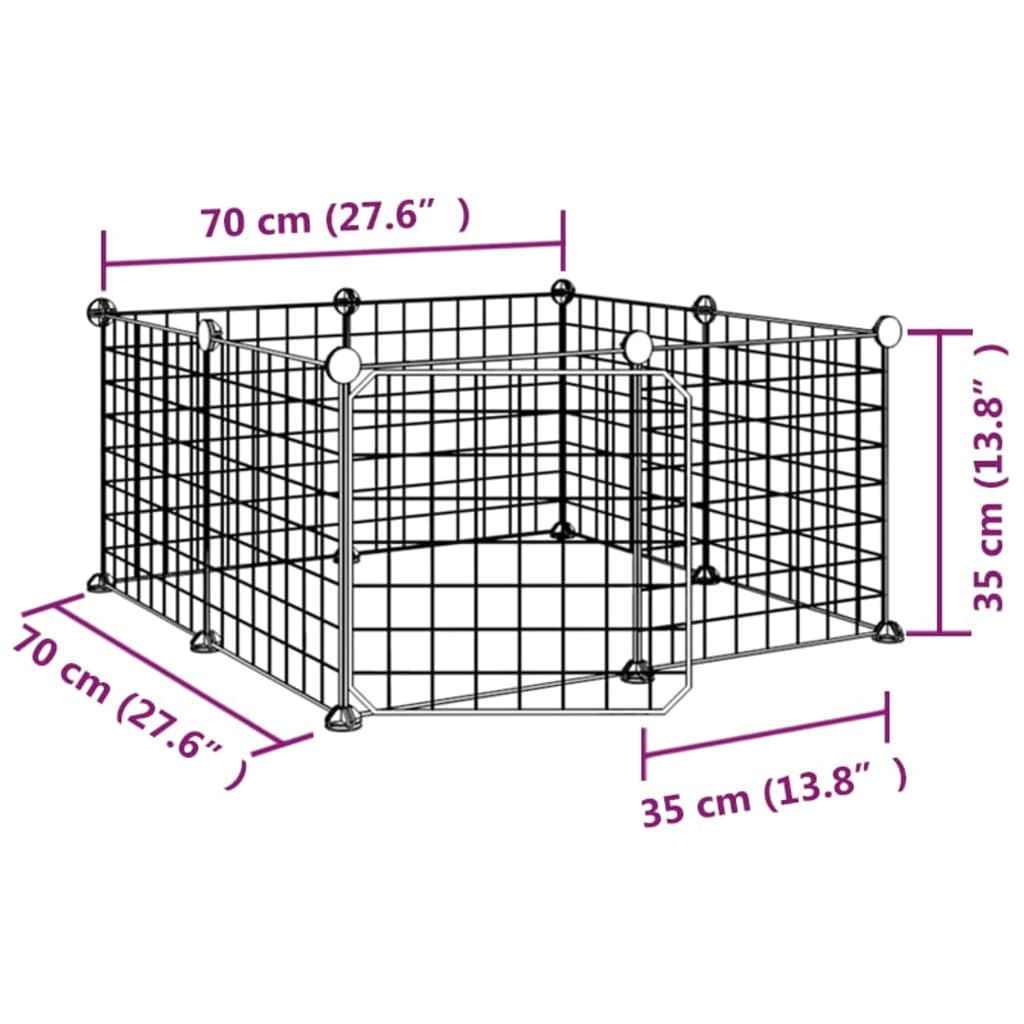 Huisdierenkooi Met Deur 8 Panelen 35X35 Cm Staal Zwart 4.3 cm 8 panelen met deur