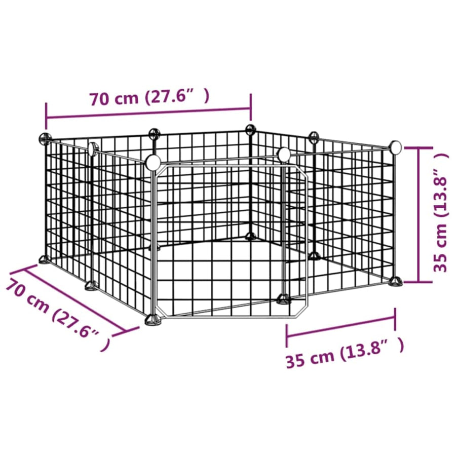 Huisdierenkooi Met Deur 8 Panelen 35X35 Cm Staal Zwart 4.3 cm 8 panelen met deur