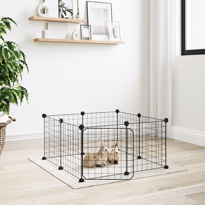 Huisdierenkooi Met Deur 8 Panelen 35X35 Cm Staal Zwart 4.3 cm 8 panelen met deur
