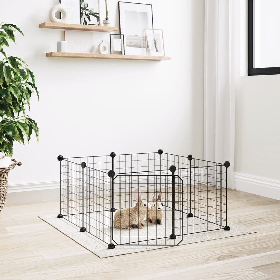 Huisdierenkooi Met Deur 8 Panelen 35X35 Cm Staal Zwart 4.3 cm 8 panelen met deur