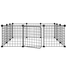 Huisdierenkooi met deur 12 panelen 35x35 cm staal zwart 4.3 cm