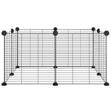Huisdierenkooi met 8 panelen 35x35 cm staal zwart 1.5 cm