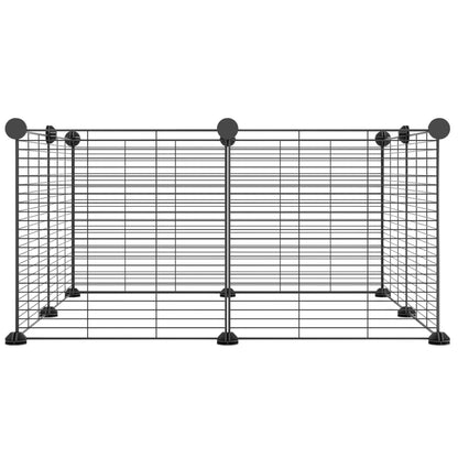 Huisdierenkooi met 8 panelen 35x35 cm staal zwart 1.5 cm