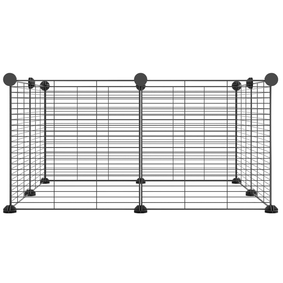 Huisdierenkooi met 8 panelen 35x35 cm staal zwart 1.5 cm