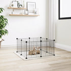 Pet cage with 8 panels, black, 35x35 cm, steel