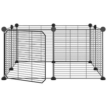 Huisdierenkooi Met Deur 8 Panelen 35X35 Cm Staal Zwart 1.5 cm 8 panelen met deur