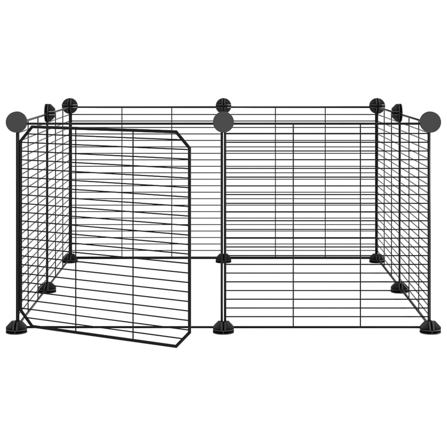 Huisdierenkooi Met Deur 8 Panelen 35X35 Cm Staal Zwart 1.5 cm 8 panelen met deur