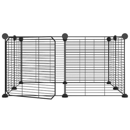 Huisdierenkooi Met Deur 8 Panelen 35X35 Cm Staal Zwart 1.5 cm 8 panelen met deur
