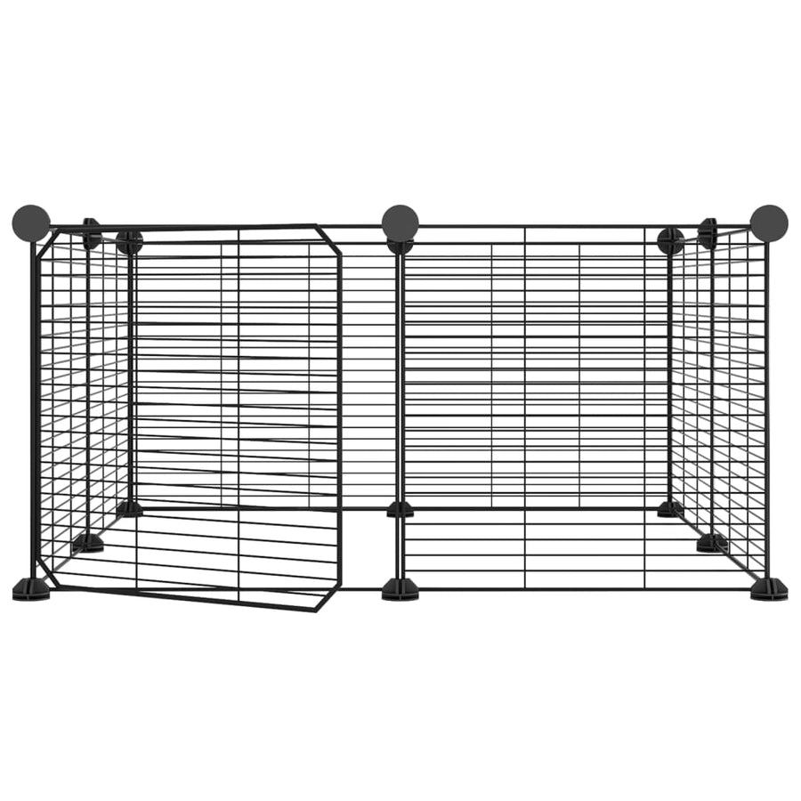 Huisdierenkooi Met Deur 8 Panelen 35X35 Cm Staal Zwart 1.5 cm 8 panelen met deur