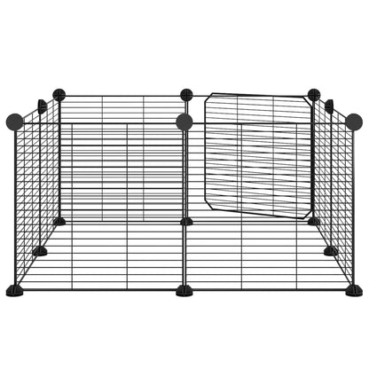 Huisdierenkooi Met Deur 8 Panelen 35X35 Cm Staal Zwart 1.5 cm 8 panelen met deur