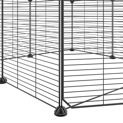 Huisdierenkooi Met Deur 8 Panelen 35X35 Cm Staal Zwart 1.5 cm 8 panelen met deur