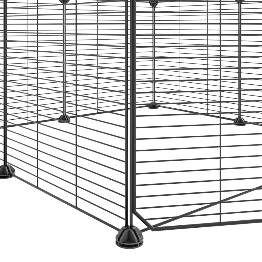 Huisdierenkooi Met Deur 8 Panelen 35X35 Cm Staal Zwart 1.5 cm 8 panelen met deur